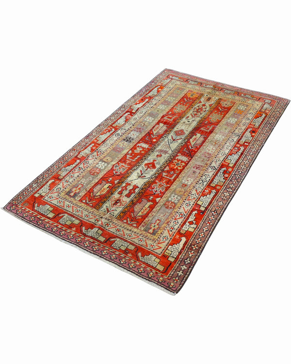 Tappeto Caucaso Antico 183x112 cm, tappeto orientale in lana con motivi geometrici e tribali.