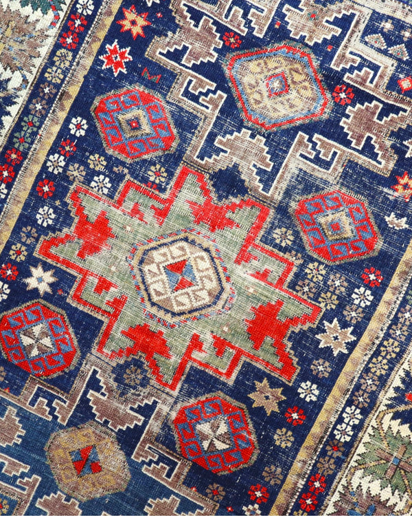 Tappeto Caucaso Antico 150x120 cm | Tappeto Orientale Annodato a Mano
