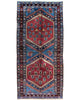 Tappeto Caucaso Antico 217x107 cm in lana con design orientale nei toni del rosso e del blu.