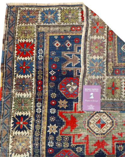 Tappeto Caucaso Antico 150x120 cm | Tappeto Orientale Annodato a Mano