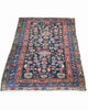 Tappeto Malayer Antico 161x102 cm annodato a mano con motivi geometrici e floreali su fondo blu.