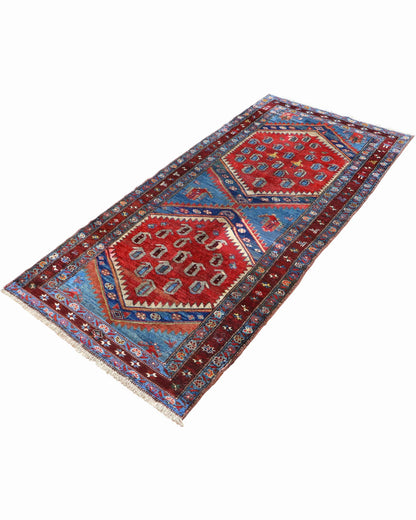 Tappeto Caucaso Antico 217x107 cm | Tappeto Orientale Annodato a Mano