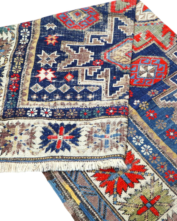 Tappeto Caucaso Antico 150x120 cm | Tappeto Orientale Annodato a Mano