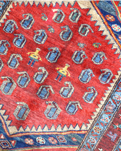 Tappeto Caucaso Antico 217x107 cm | Tappeto Orientale Annodato a Mano