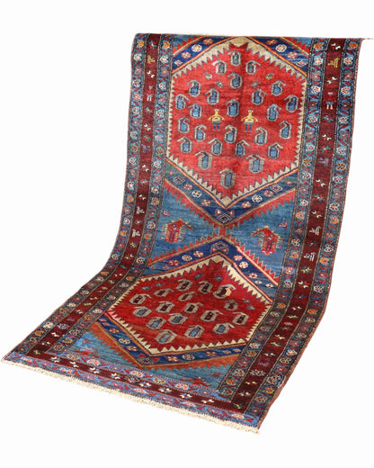 Tappeto Caucaso Antico 217x107 cm | Tappeto Orientale Annodato a Mano