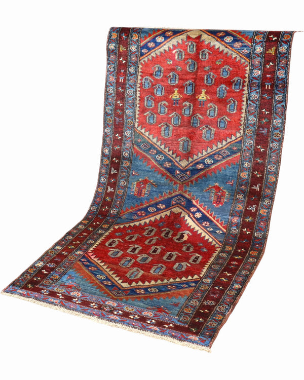 Tappeto Caucaso Antico 217x107 cm | Tappeto Orientale Annodato a Mano