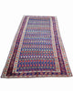 Tappeto Caucaso Antico 266x136 cm in lana con bordure decorate e raffinato motivo geometrico.