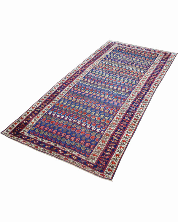 Tappeto Orientale Caucaso Antico 266x136 cm Annodato a Mano