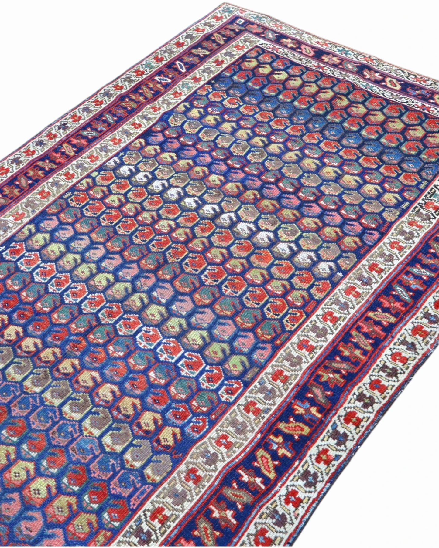 Tappeto Orientale Caucaso Antico 266x136 cm Annodato a Mano