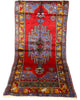 Tappeto Orientale Caucaso Antico 230x97 cm fatto a mano con design geometrico tradizionale.