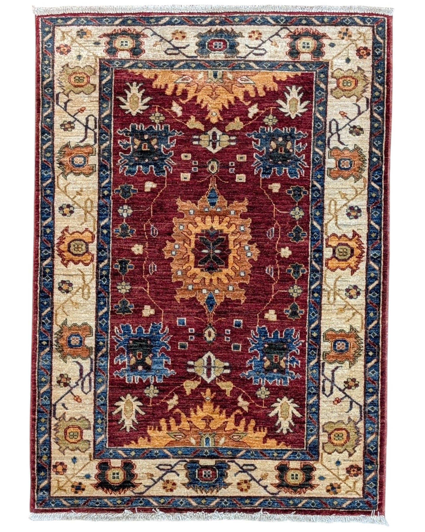 Tappeto persiano 159x106 cm rosso con motivi geometrici in soggiorno elegante