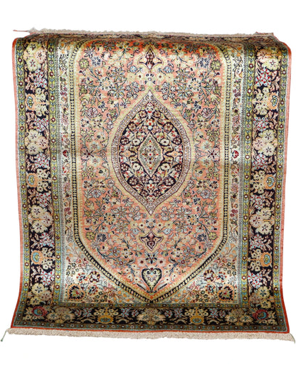 Tappeto Persiano India 160x104cm medaglione centrale e dettagli floreali