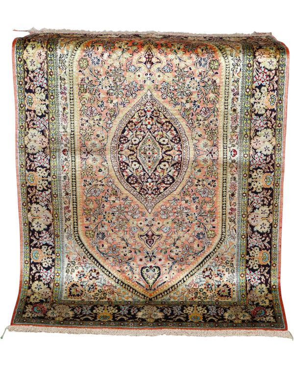 Tappeto Persiano India 160x104cm medaglione centrale e dettagli floreali