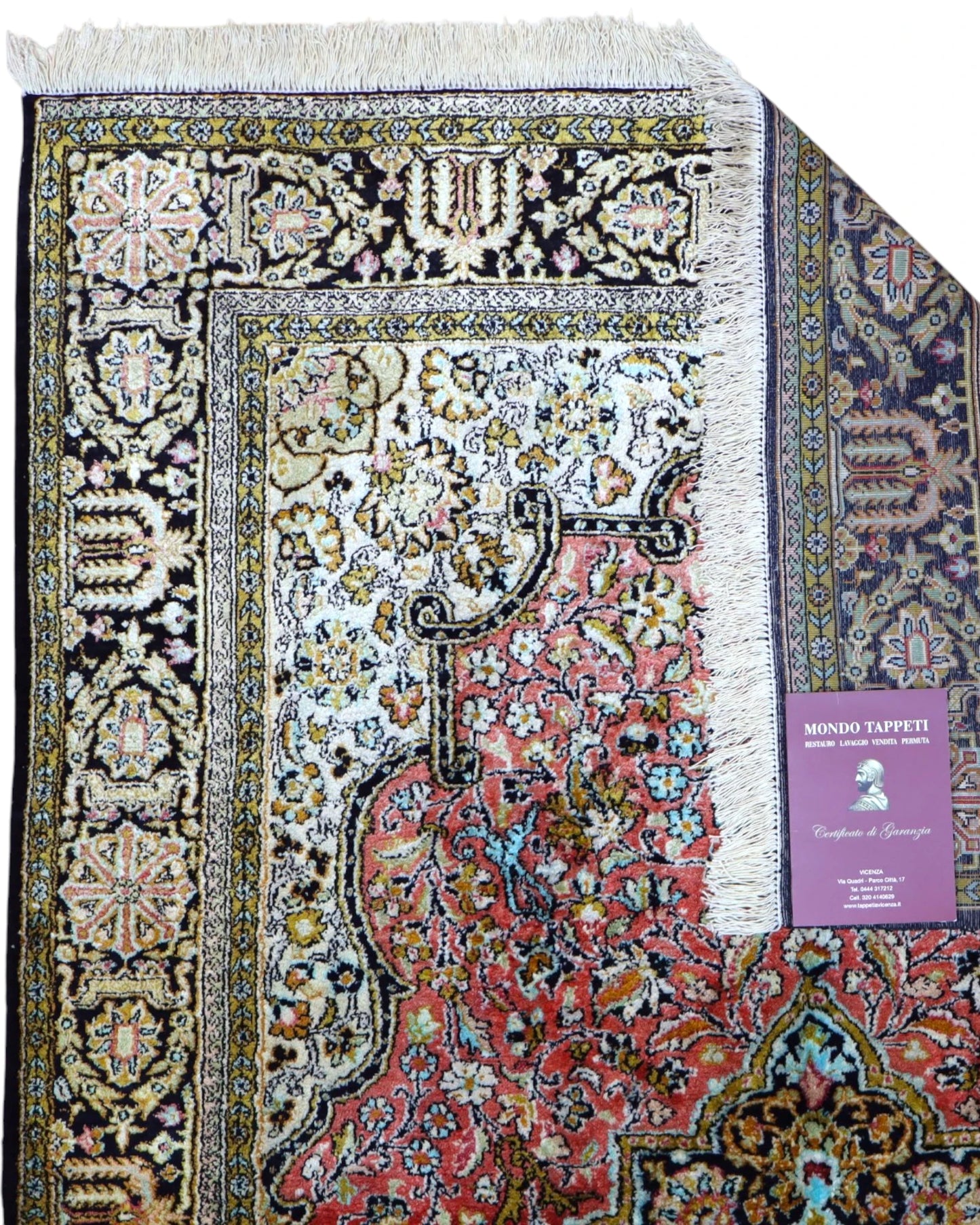 Tappeto artigianale 160x107 cm rosso e blu con design floreale elegante