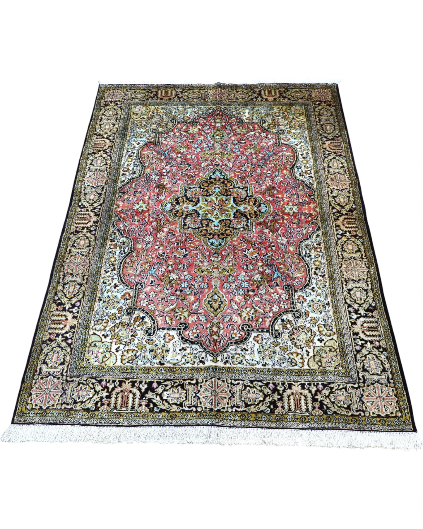 Tappeto Persiano India 160x107 cm Floreale Rosso e Blu