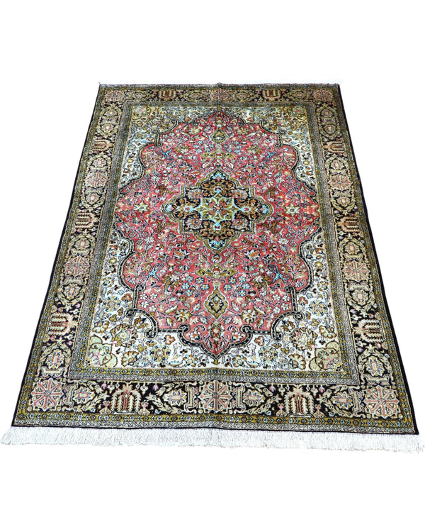 Tappeto Persiano India 160x107 cm Floreale Rosso e Blu