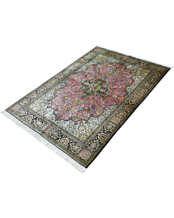 Tappeto Persiano India 160x107 cm Floreale Rosso e Blu