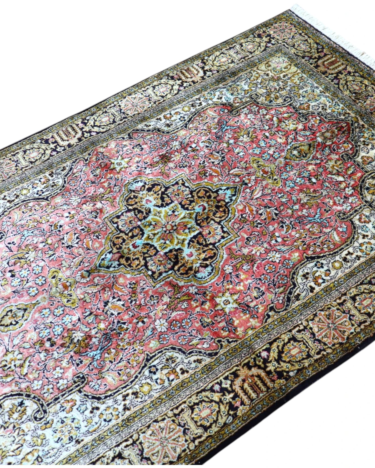Tappeto Persiano India 160x107 cm Floreale Rosso e Blu