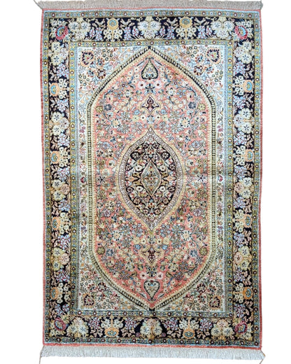 Tappeto Persiano India 170x110 cm rosso e blu in soggiorno elegante