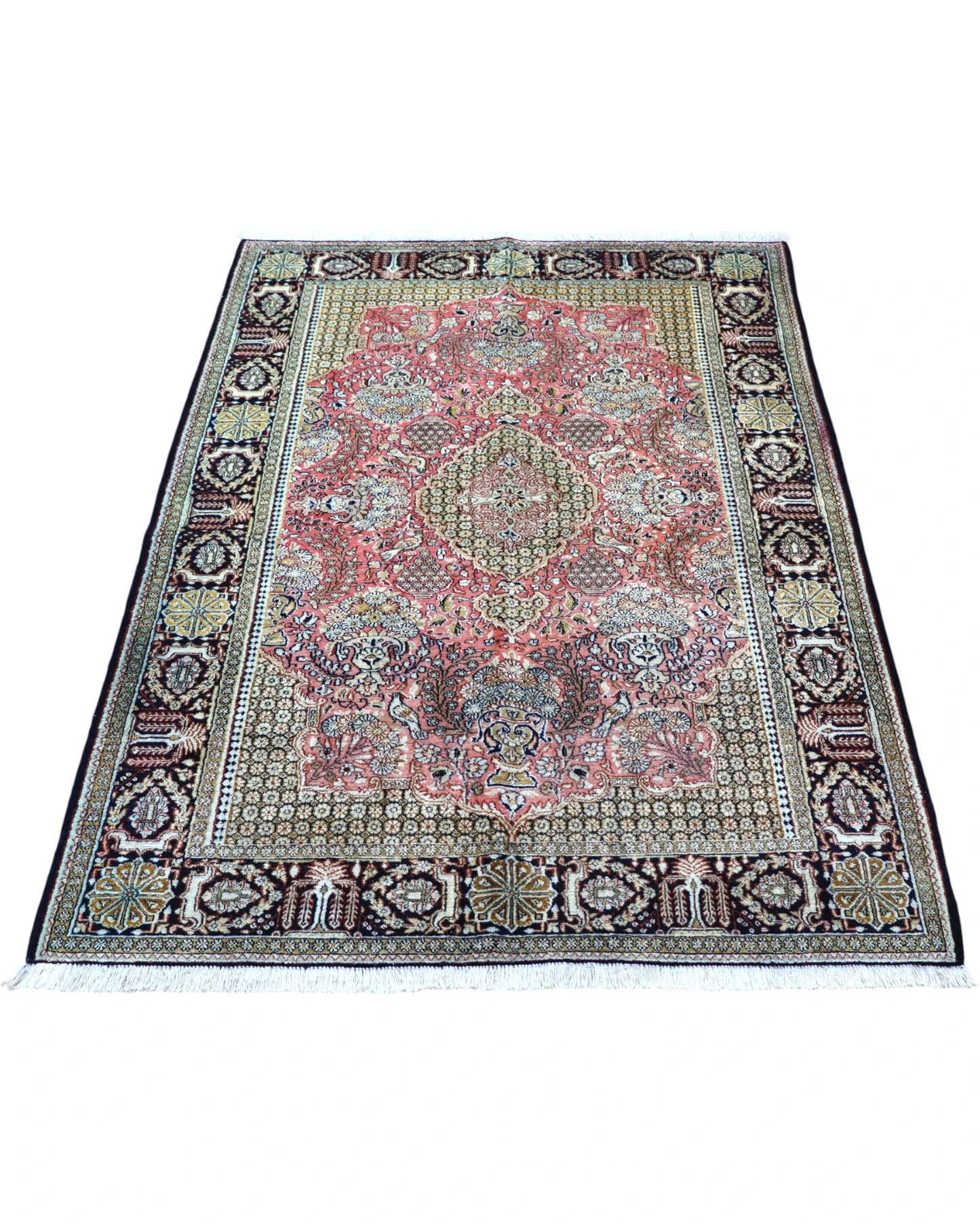 Tappeto floreale India 170x110 cm annodato a mano in ingresso