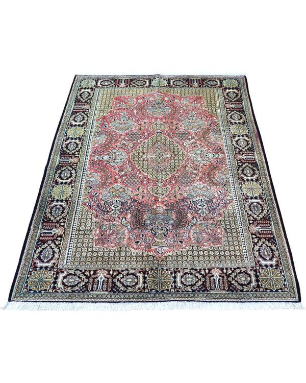 Tappeto floreale India 170x110 cm annodato a mano in ingresso