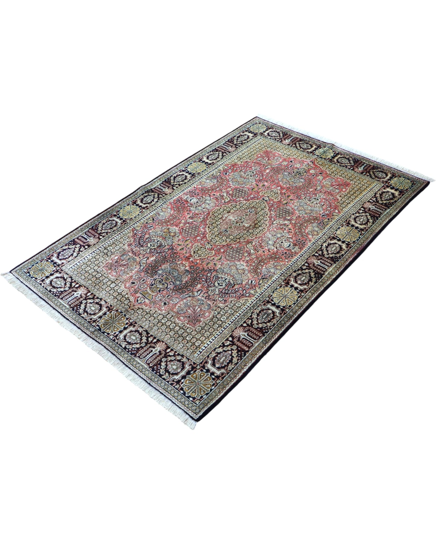 Tappeto India 170x110 cm colori rosso, blu e beige per soggiorno