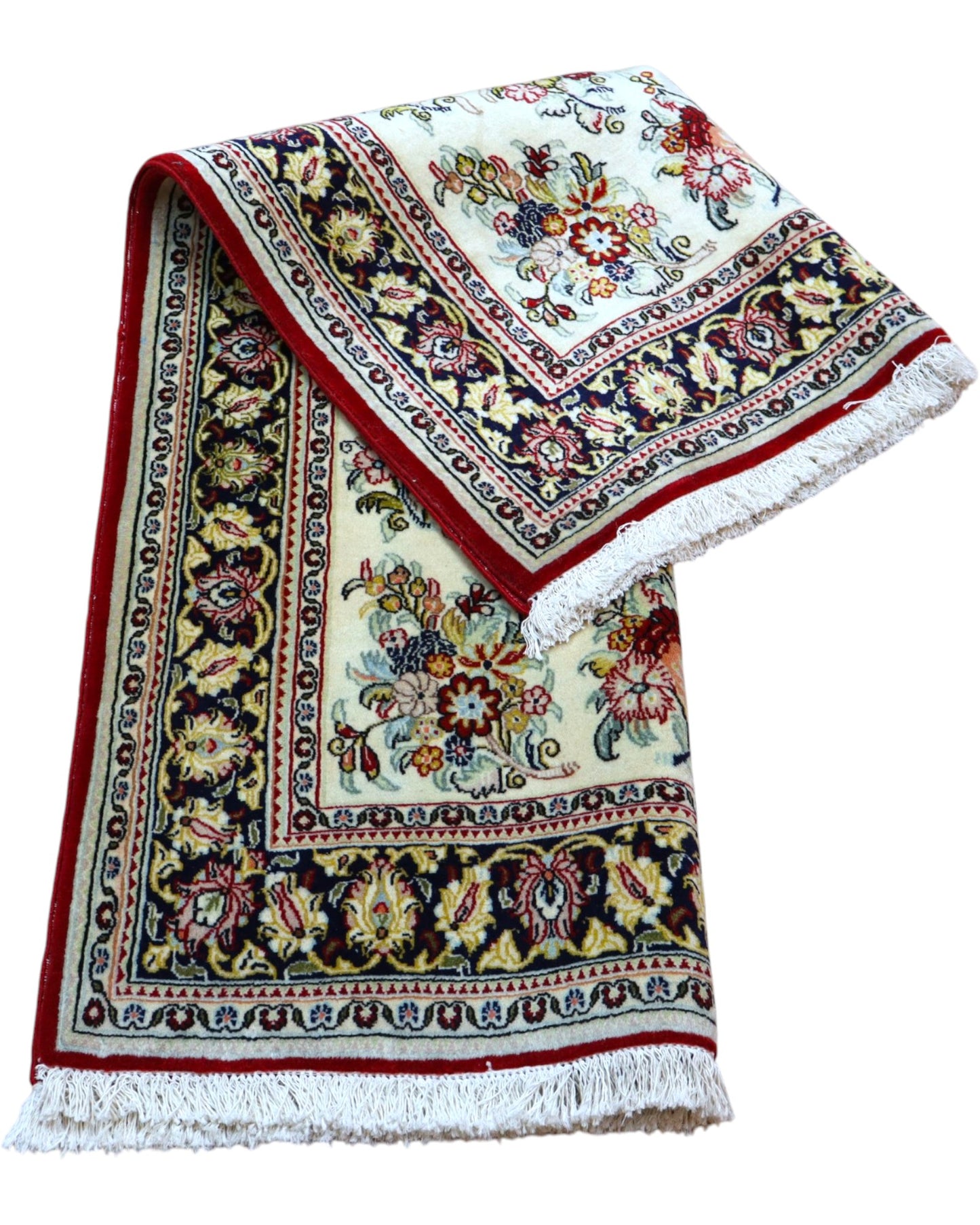 Tappeto persiano avorio con dettagli blu e rosso 167x108 cm per soggiorno