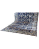 tappeto persiano Kashan annodato a mano 362x247 cm blu notte con motivo floreale a tutto campo
