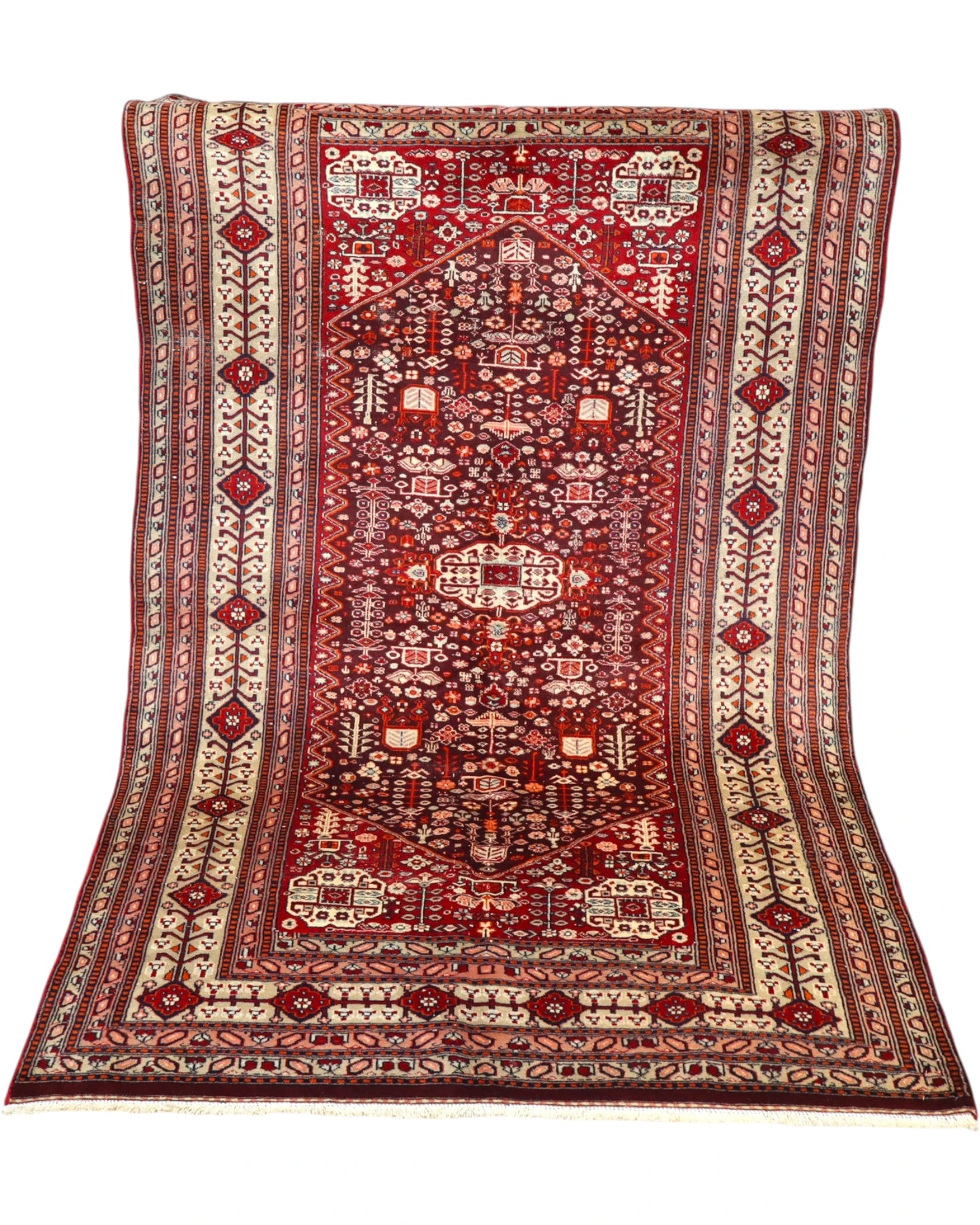 Tappeto Kashmir Antico 202x126 cm in lana con design orientale e bordura tradizionale.