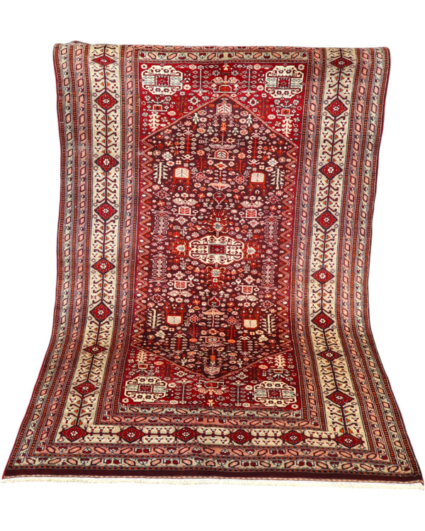 Tappeto Kashmir Antico 202x126 cm in lana con design orientale e bordura tradizionale.