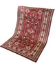 Tappeto Orientale Kashmir Antico 202x126 cm fatto a mano nei toni bordeaux, avorio e blu.