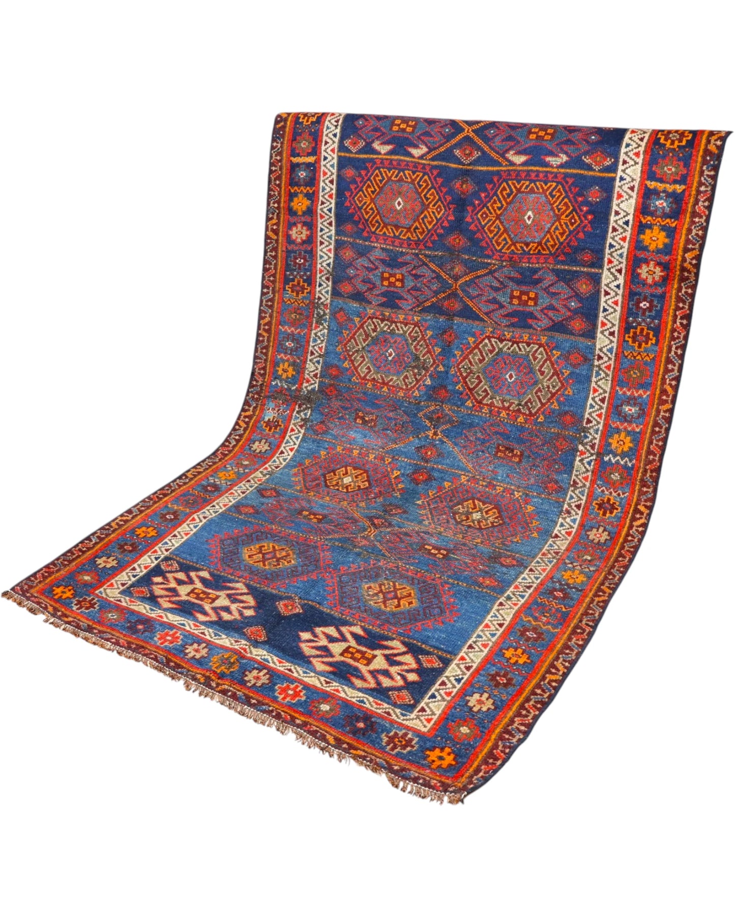 Tappeto Orientale Lerial Antico 225x142 cm fatto a mano con decorazioni geometriche tradizionali.