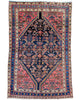 Tappeto Malayer Antico 197x129 cm annodato a mano con grande medaglione centrale e motivi persiani tradizionali.