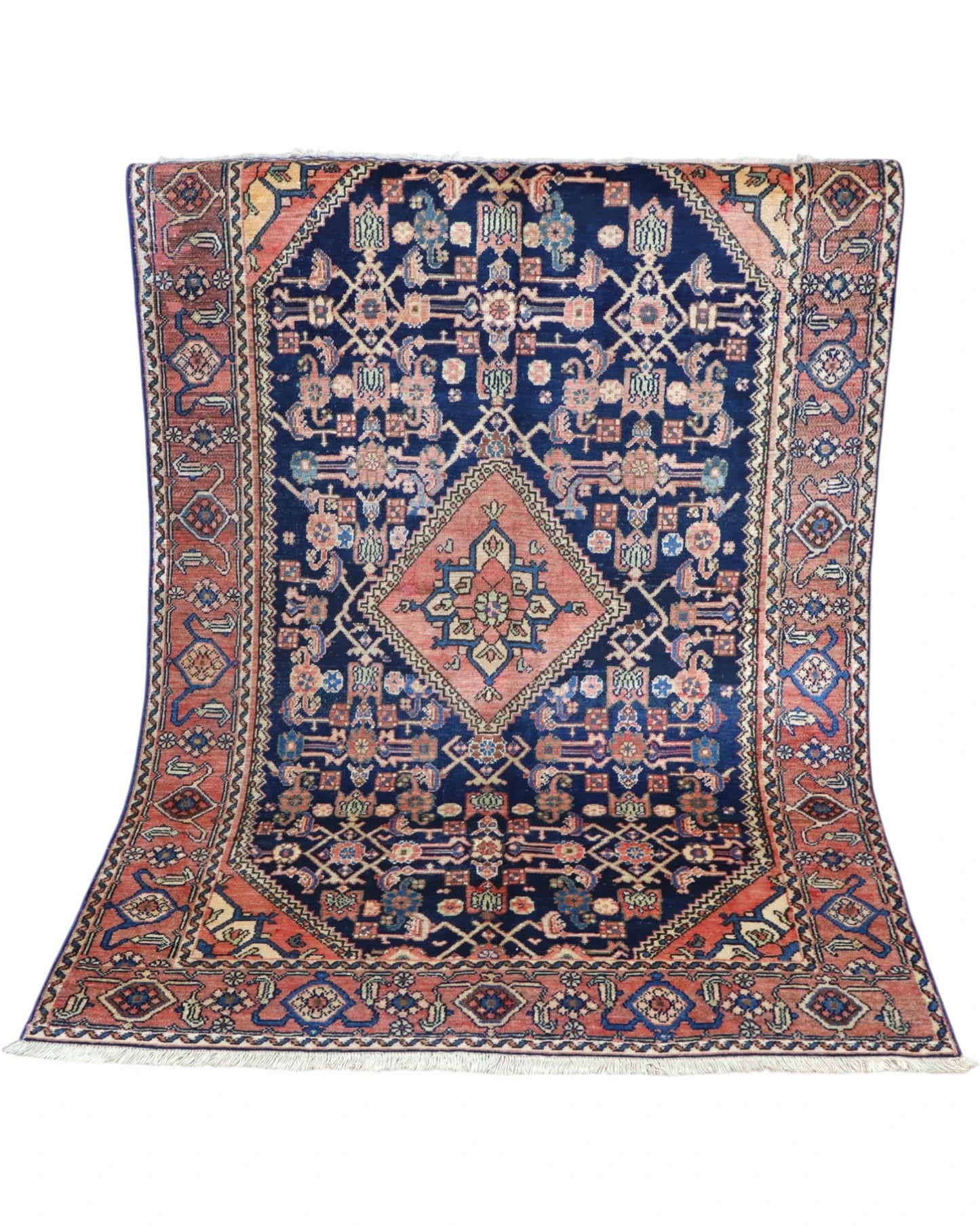 Tappeto Persiano Malayer Antico 191x132 cm in lana con motivi geometrici e floreali tradizionali.