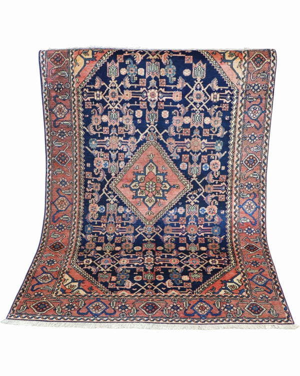 Tappeto Persiano Malayer Antico 191x132 cm in lana con motivi geometrici e floreali tradizionali.