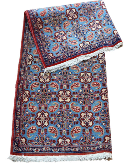 Tappeto persiano piccolo 151x107 cm azzurro per ambiente interno elegante