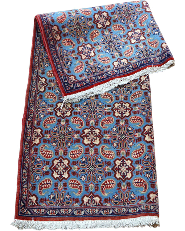 Tappeto persiano piccolo 151x107 cm azzurro per ambiente interno elegante