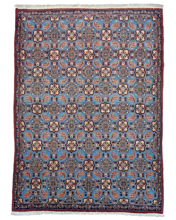 Tappeto persiano 151x107 cm azzurro con motivi geometrici in soggiorno elegante