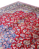 tappeto persiano Najafabad annodato a mano 400x213 cm rosso con medaglione centrale blu e motivi floreali