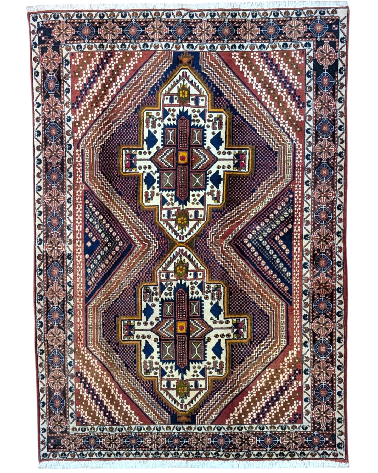 Tappeto persiano Afshari 223x157 cm geometrico per soggiorno elegante