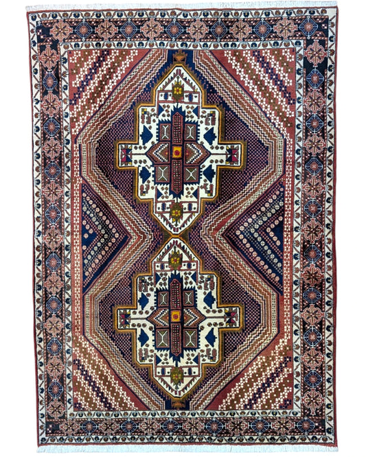 Tappeto persiano Afshari 223x157 cm geometrico per soggiorno elegante