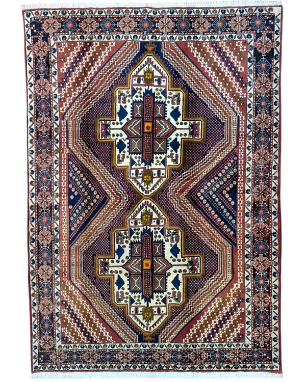 Tappeto persiano Afshari 223x157 cm geometrico per soggiorno elegante