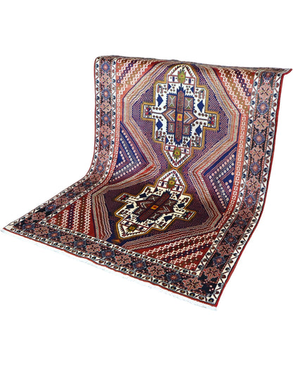 Tappeto persiano tribale 223x157 cm con doppi medaglioni