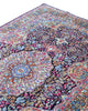 Tappeto persiano Kirman 244x158 cm con toni blu e rosso per soggiorno