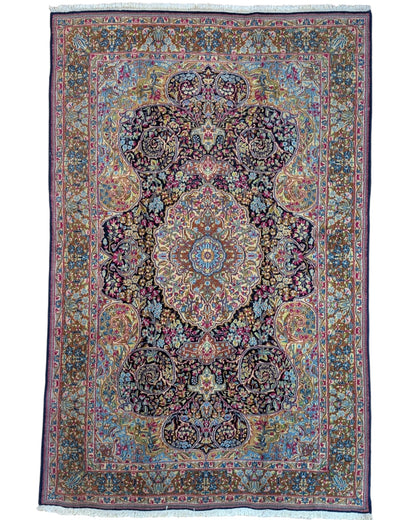 Tappeto persiano Kirman 244x158 cm floreale per soggiorno elegante