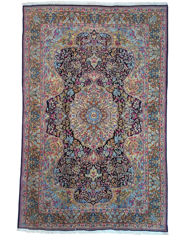 Tappeto persiano Kirman 244x158 cm floreale per soggiorno elegante