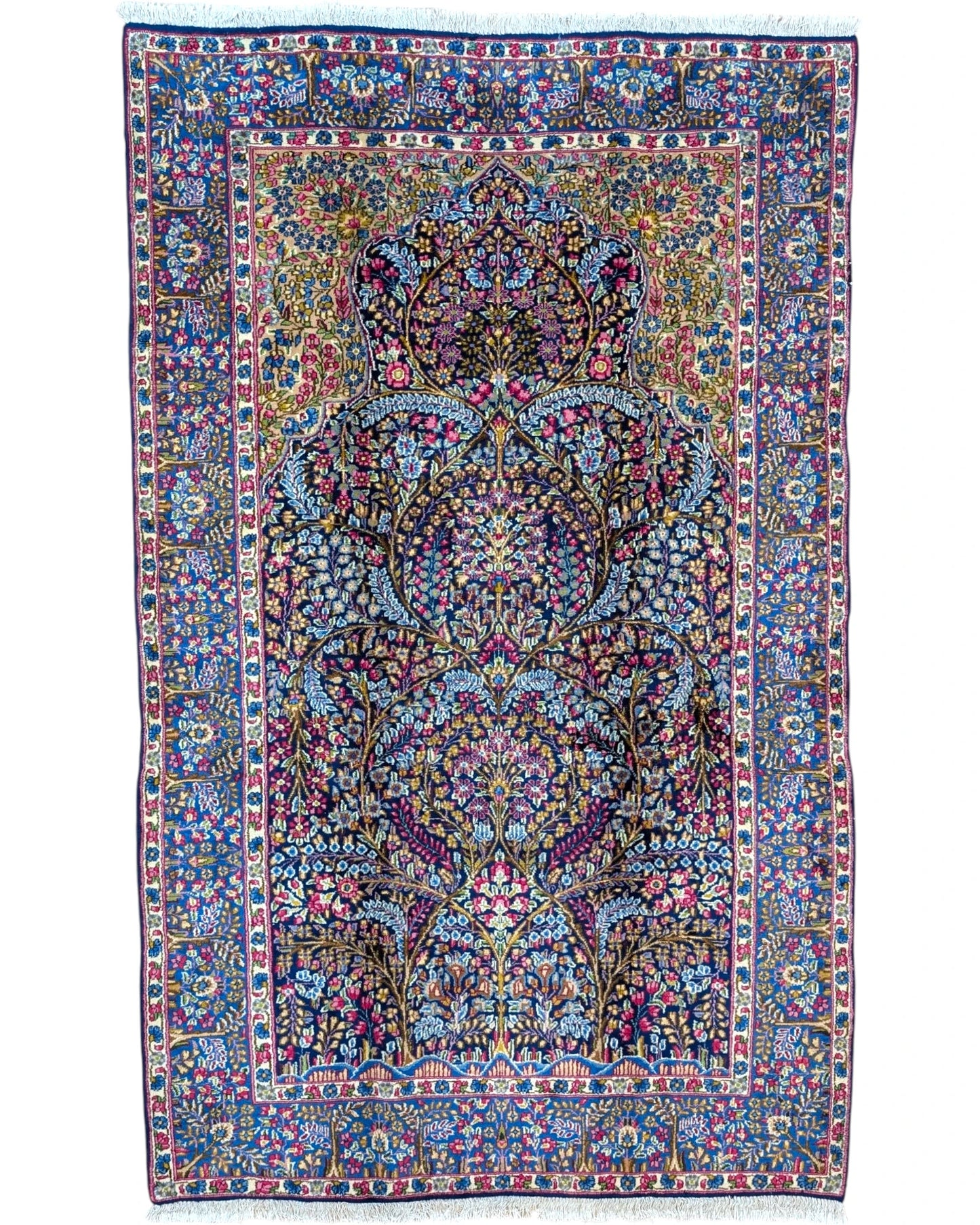 Tappeto Persiano Kirman 247x153 cm con motivi floreali per soggiorno