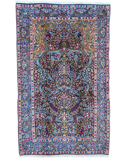 Tappeto Persiano Kirman 247x153 cm con motivi floreali per soggiorno