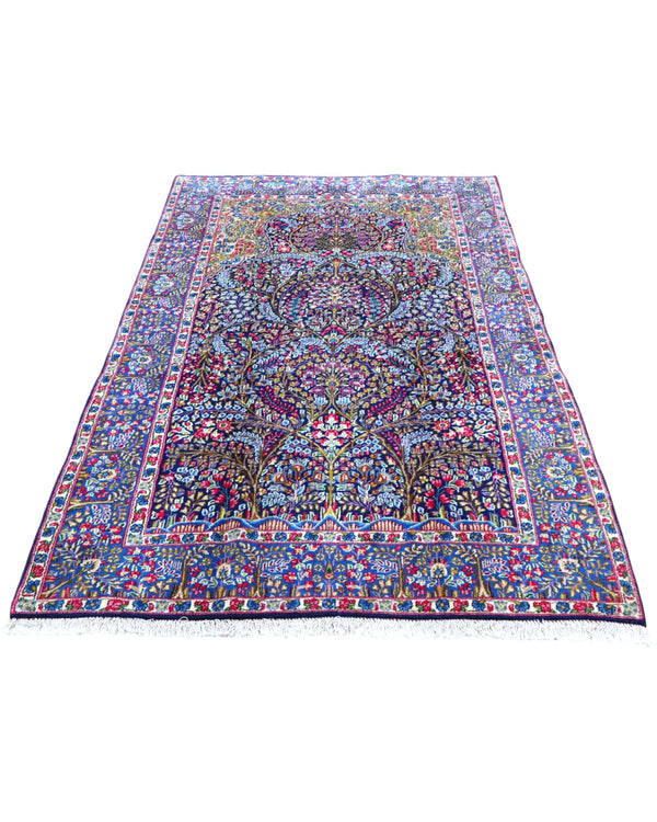 Tappeto Kirman 247x153 cm con disegno floreale per sala da pranzo