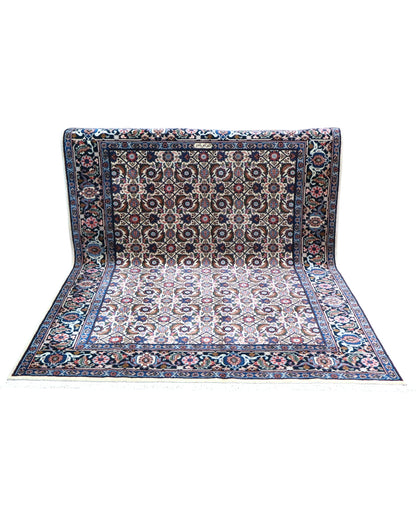 Tappeto Mud beige e blu 260x200 cm per sala da pranzo raffinata